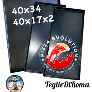 [3 PEZZI] Teglie  ferro blu 40x17x2 Cm, 40x34x2 Cm misure per forno Effeuno con diagonale antideformazione Spessore teglie 8/10 Pizza alta idratazione ideale per professionisti della pizza e focaccia