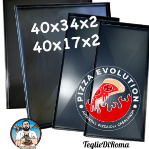 [4 PEZZI] Teglie  ferro blu 40x17x2 Cm, 40x34x2 Cm misure per forno Effeuno con diagonale antideformazione Spessore teglie 8/10 Pizza alta idratazione ideale per professionisti della pizza e focaccia