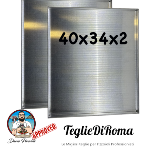 [2 PEZZI]Teglie forno professionali  40x34x2 Cm, Alluminio misure per forno Effeuno Focaccia,dolci,ed altri alimenti